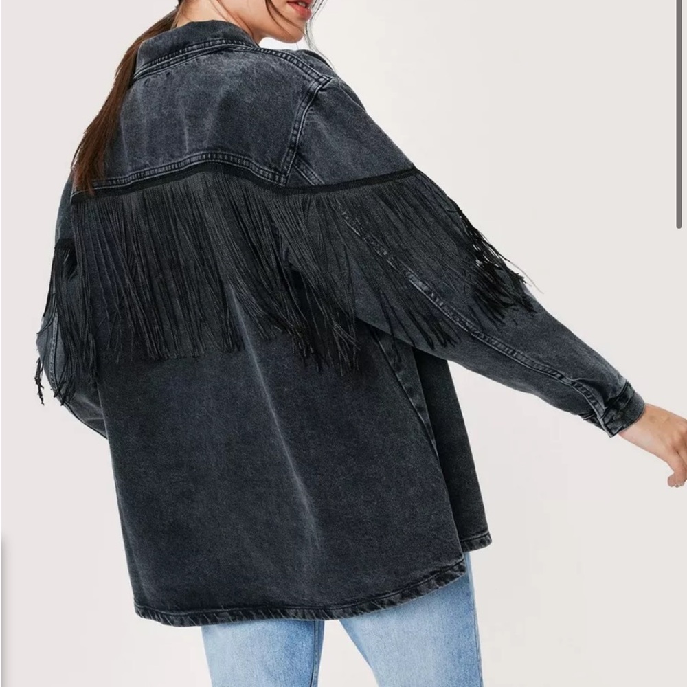 Nasty Gal Oversized Fringe Denim Jacket - Picture 4 of 4